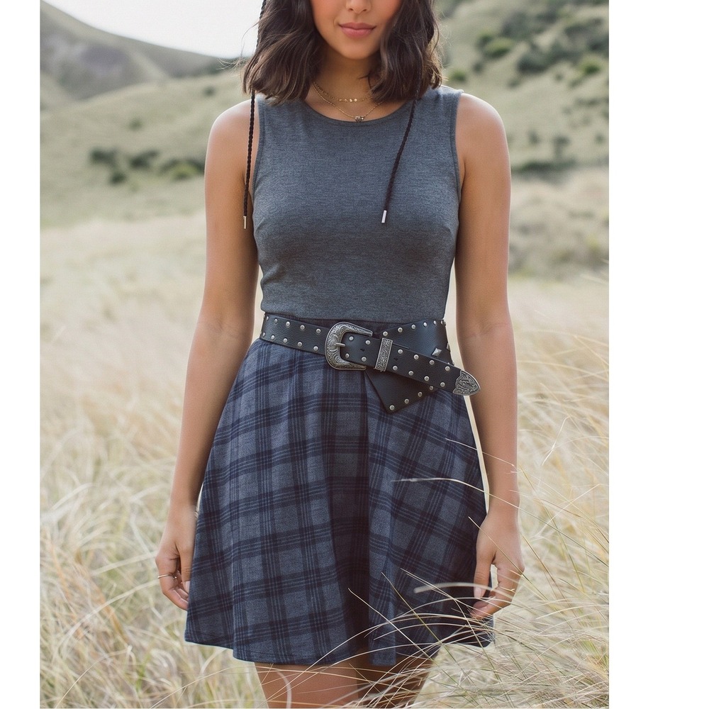Loveappella Dark Academia Clueless Preppy Plaid Sleeveless Dress Small